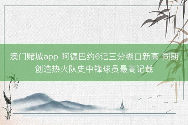 澳门赌城app 阿德巴约6记三分糊口新高 同期创造热火队史中锋球员最高记载