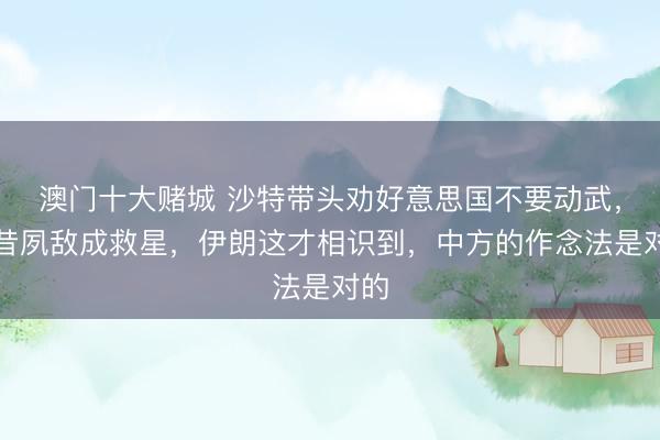 澳门十大赌城 沙特带头劝好意思国不要动武，畴昔夙敌成救星，伊朗这才相识到，中方的作念法是对的