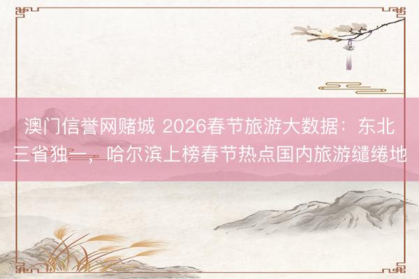 澳门信誉网赌城 2026春节旅游大数据:东北三省独一,哈尔滨上榜春节热点国内旅游缱绻地