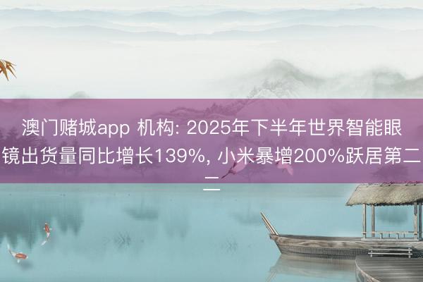 澳门赌城app 机构: 2025年下半年世界智能眼镜出货量同比增长139%, 小米暴增200%跃居第二